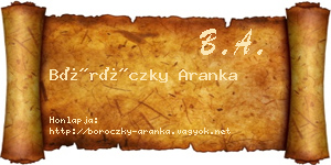 Böröczky Aranka névjegykártya