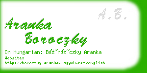 aranka boroczky business card